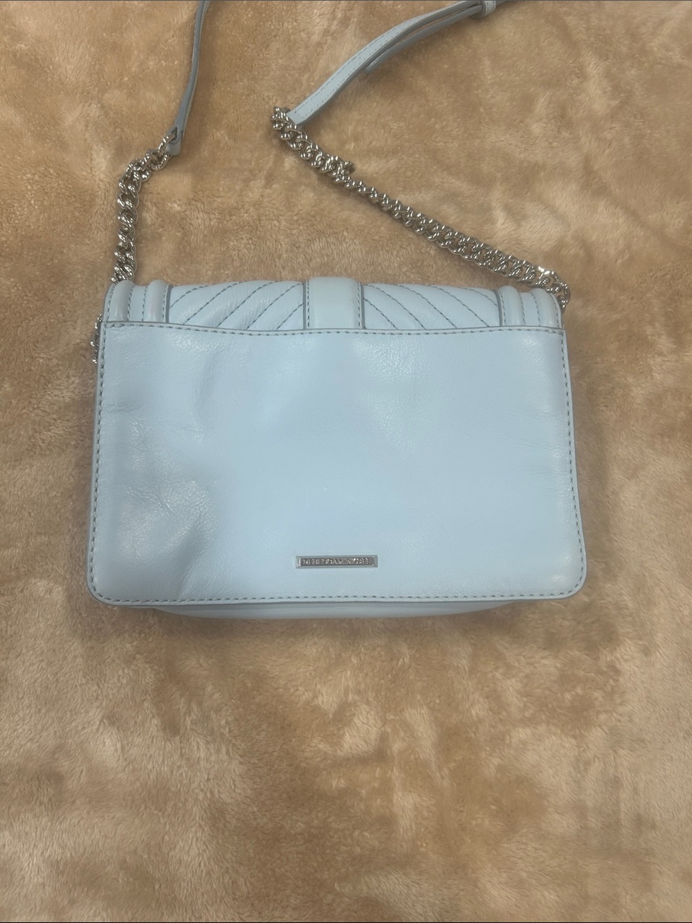 Rebecca Minkoff Chevron Quilted Chain Strap Crossbody Bag Sample blue summer - Picture 6 of 16